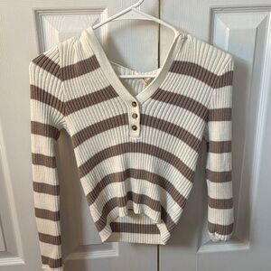 Aeropostale White Ribbed Knit Sweater